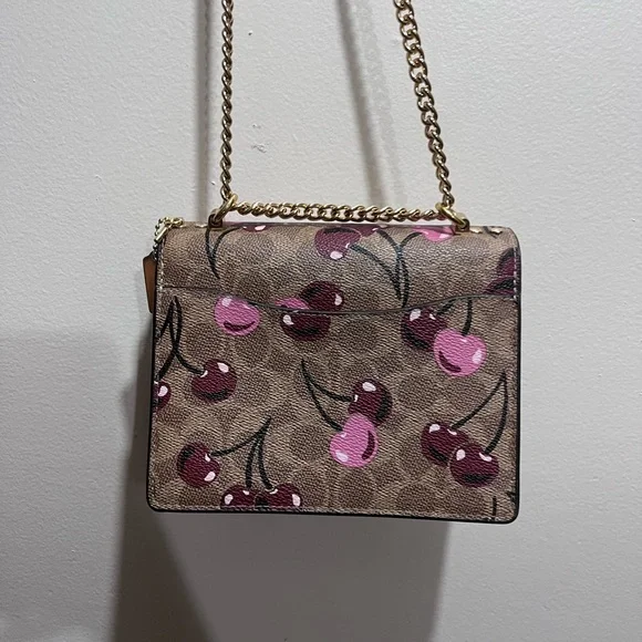 Coach Cherry Pattern Crossbody Bag - Brown and Pink - Picture 2 of 4